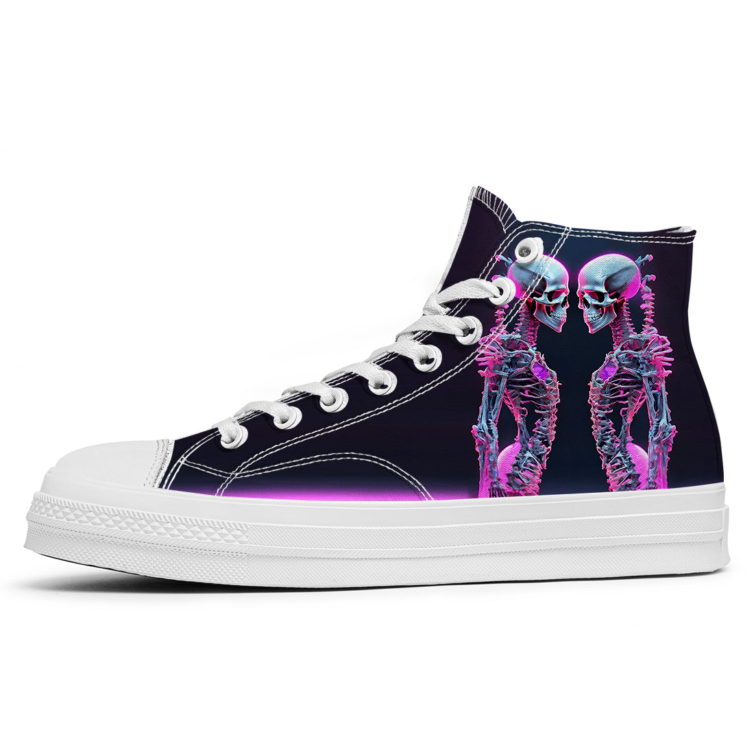 Resalta tu estilo con las zapatillas de lona de caña media Skeleton para hombre y mujer