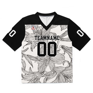 Camiseta de fútbol personalizada con nombre y número del equipo impresos y bordados-en blanco y negro