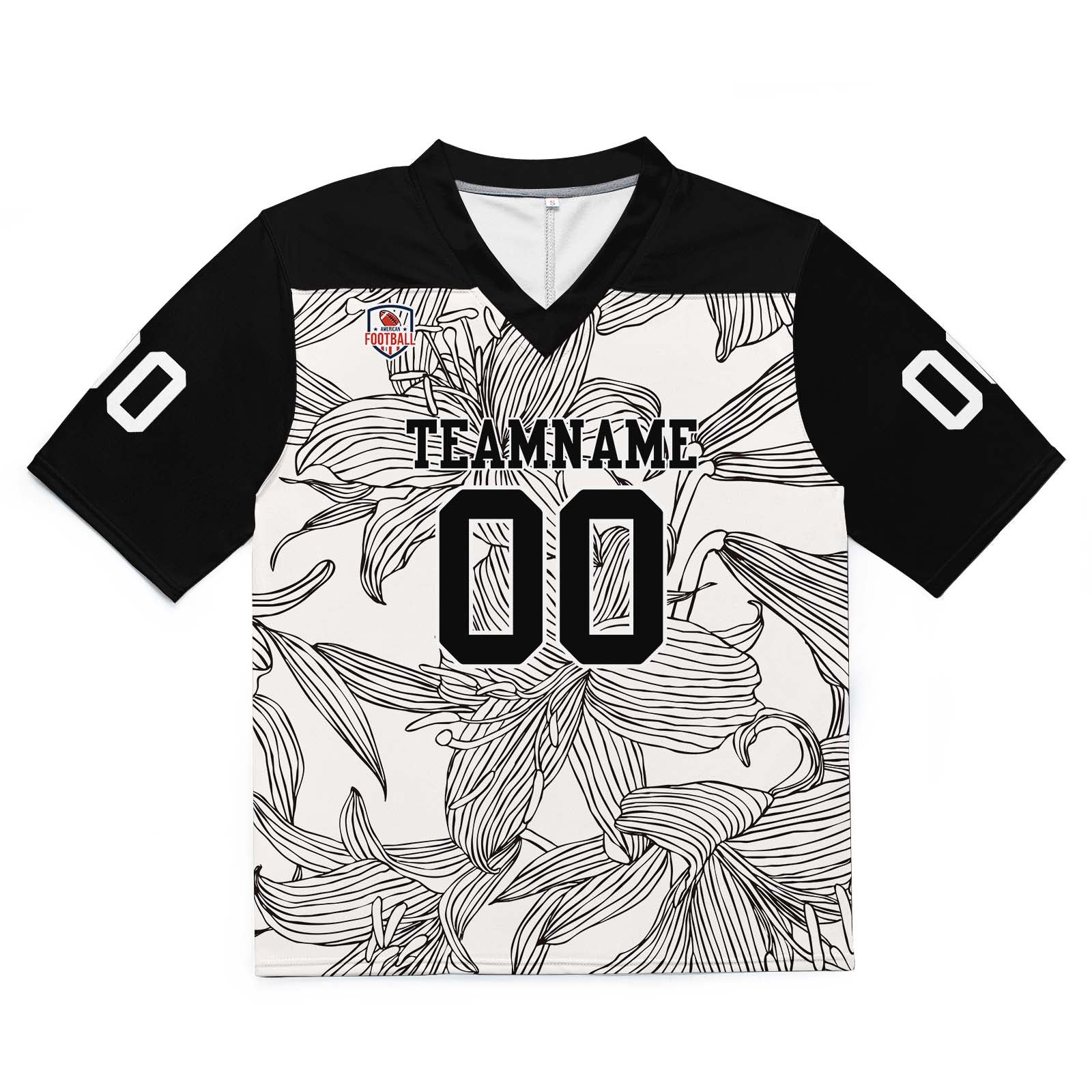 Camiseta de fútbol personalizada con nombre y número del equipo impresos y bordados-en blanco y negro