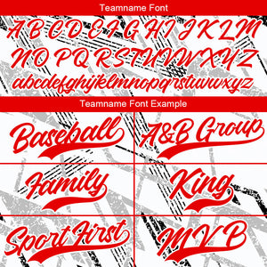 Camiseta de béisbol con dise?o personalizado estampado completo en blanco negro y rojo