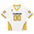 Camiseta de fútbol personalizada con nombre y número del equipo bordados-color blanco y amarillo