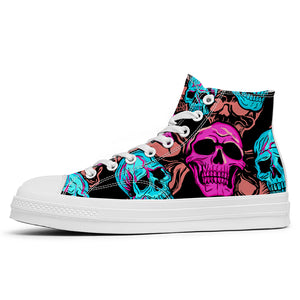 Resalta tu estilo con las zapatillas de lona de caña media Skeleton para hombre y mujer