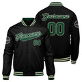 Chaqueta universitaria personalizada estilo Letterman para hombres-mujeres y jóvenes-color verde oscuro-negro y crema