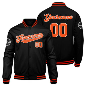 Chaqueta universitaria personalizada estilo Letterman para hombres-mujeres y jóvenes-color negro y naranja