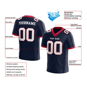 custom authentic football jersey navy white-red mesh