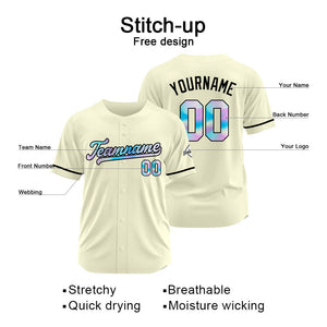 Camiseta de béisbol color crema personalizada con diseño bordado Camisetas de béisbol de hip hop personalizadas