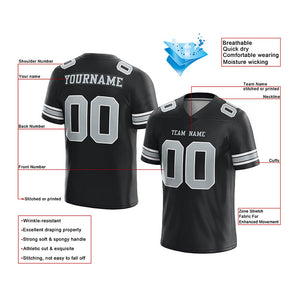customized authentic football jersey black gray-white mesh