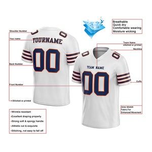 customized  authentic football jersey white navy-orange mesh