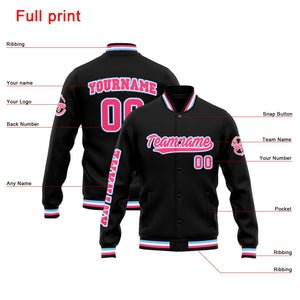 Chaqueta universitaria personalizada estilo Letterman para hombres-mujeres y jóvenes-color negro y rosa
