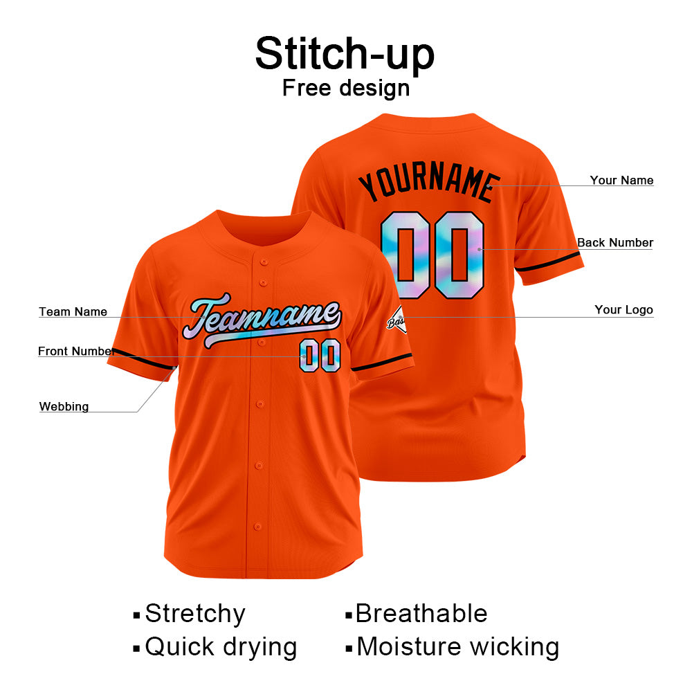 Camiseta de béisbol naranja personalizada con diseño bordado Camisetas de béisbol de hip hop personalizadas