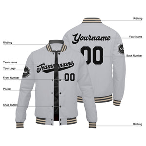 Chaqueta universitaria personalizada estilo Letterman para hombres-mujeres y jóvenes-color gris y negro