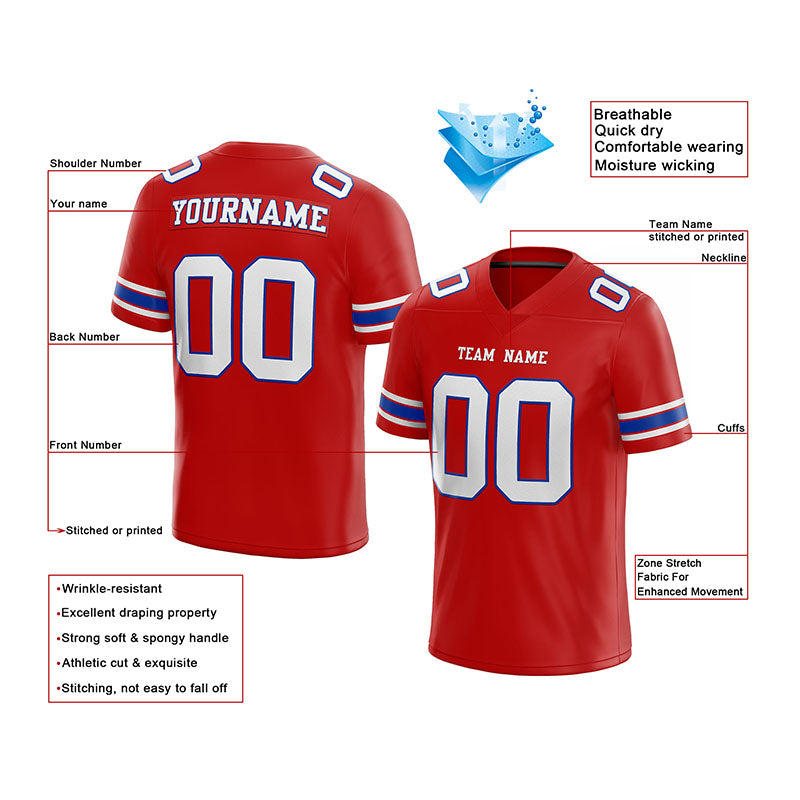 customized authentic football jersey  white navy - red mesh