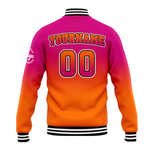 Chaqueta universitaria personalizada estilo Letterman para hombres-mujeres y jóvenes-color rosa y naranja