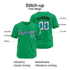 Camiseta de béisbol verde personalizada con diseño bordado Camisetas de béisbol de hip hop personalizadas