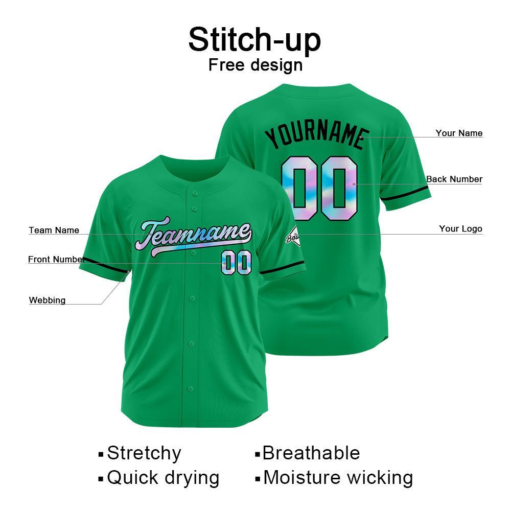 Camiseta de béisbol verde personalizada con diseño bordado Camisetas de béisbol de hip hop personalizadas
