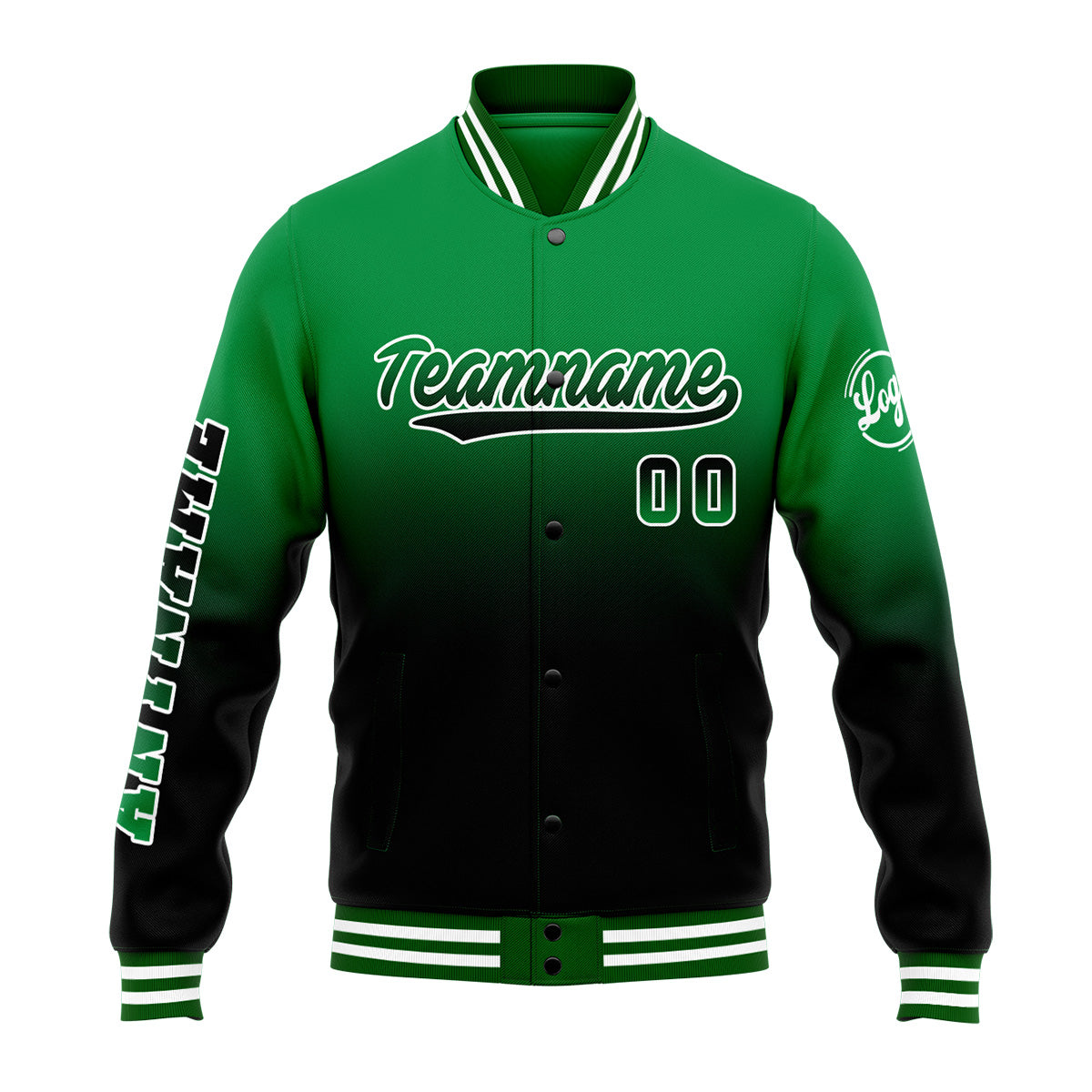 Chaqueta universitaria personalizada estilo Letterman para hombres-mujeres y jóvenes-color verde y negro