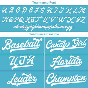 Camiseta de béisbol personalizada con diseño bordado & estilo hip hop & color azul claro y blanco