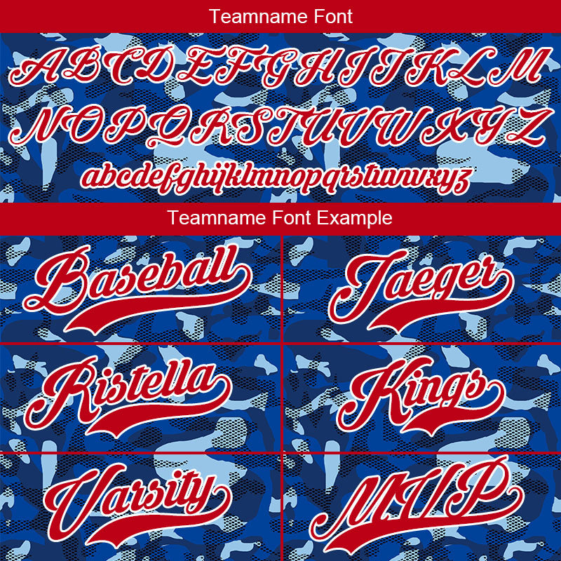 custom full print design authentic royal camouflage baseball jersey