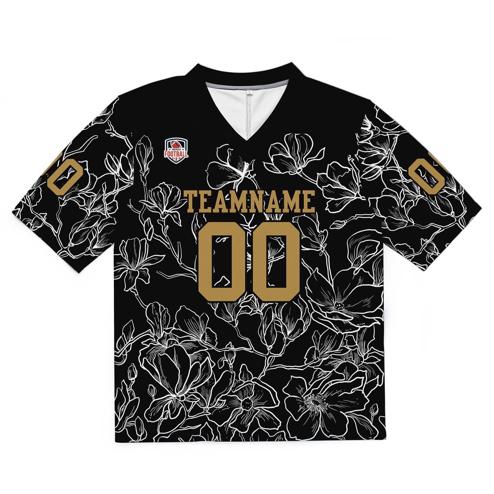 Camiseta de fútbol personalizada con nombre y número del equipo impresos y bordados-color negro
