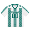 Camiseta de fútbol personalizada con nombre y número del equipo impresos y bordados-color blanco y verde