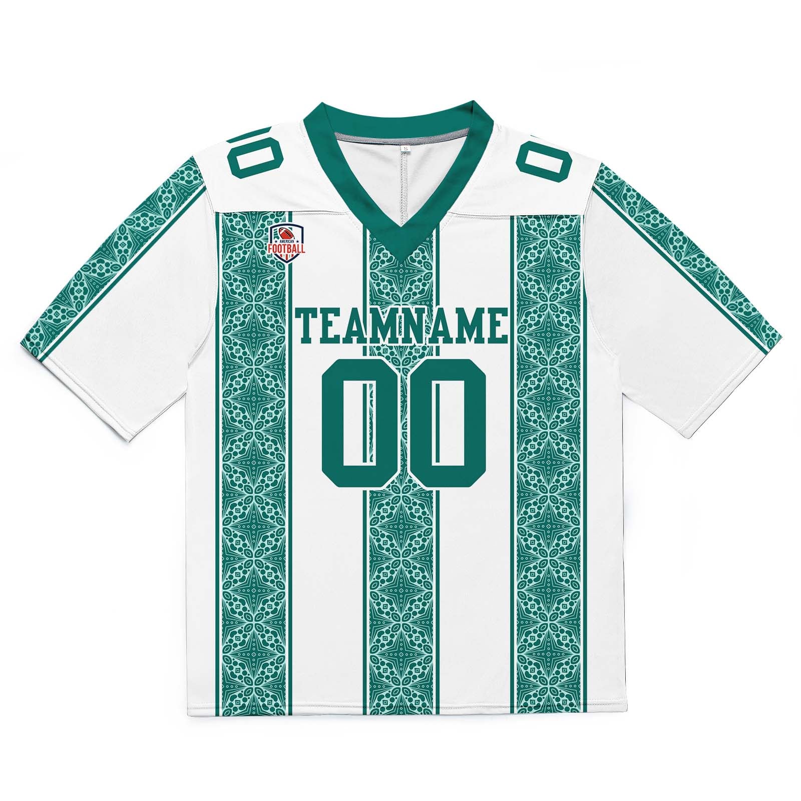 Camiseta de fútbol personalizada con nombre y número del equipo impresos y bordados-color blanco y verde
