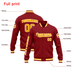 Chaqueta universitaria personalizada estilo Letterman para hombres-mujeres y jóvenes-color rojo y naranja