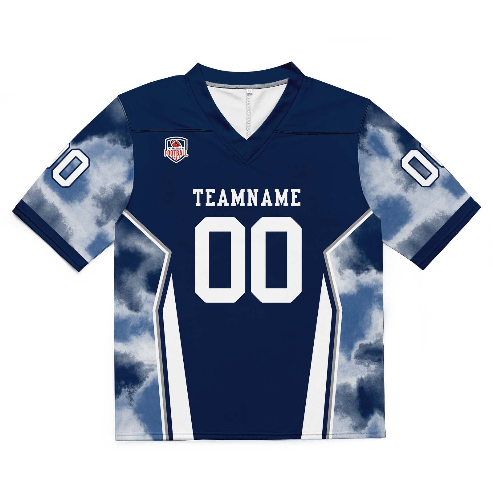 Camiseta de fútbol personalizada con nombre y número del equipo impresos y bordados-color azul marino