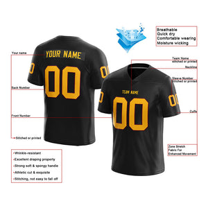 customized  authentic football jersey black-yellow mesh