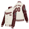 Chaquetas universitarias personalizadas en color crema & blanco y rojo para hombres & mujeres y jóvenes & Chaquetas tipo Letterman personalizadas