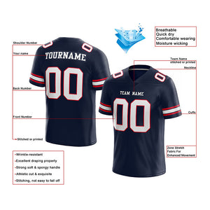 customized authentic football jersey  navy white - red mesh