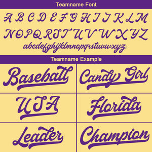 Camiseta de béisbol personalizada con diseño bordado & estilo hip hop & color dorado y morado