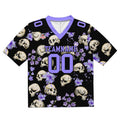 Camiseta de fútbol personalizada con nombre y número del equipo bordados y estampados-calavera morada