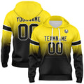 Sudadera con capucha personalizada con degradado para hombre-mujer-niña o niño Estampa tu logotipo-nombre y número en amarillo y negro
