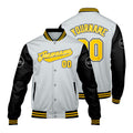 Chaquetas universitarias personalizadas en gris claro y negro para hombres & mujeres y jóvenes & Chaquetas Letterman personalizadas