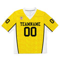 Camiseta de fútbol personalizada con nombre y número del equipo impresos y bordados en color amarillo