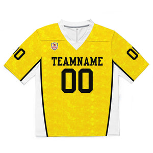 Camiseta de fútbol personalizada con nombre y número del equipo impresos y bordados en color amarillo