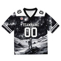Camiseta de fútbol personalizada con nombre y número del equipo impresos y bordados-en blanco y negro