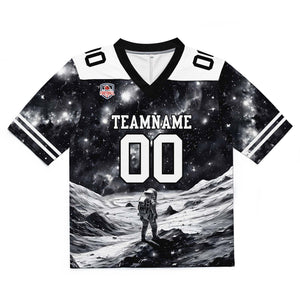 Camiseta de fútbol personalizada con nombre y número del equipo impresos y bordados-en blanco y negro