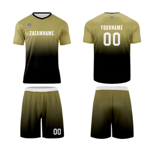 Conjunto personalizado de camiseta de uniforme caqui y negra para niños y adultos