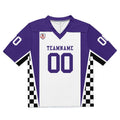 Camiseta de fútbol personalizada con nombre y número del equipo bordados-color morado y blanco