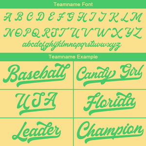 Camiseta de béisbol personalizada con diseño bordado & estilo hip hop & color oro y verde