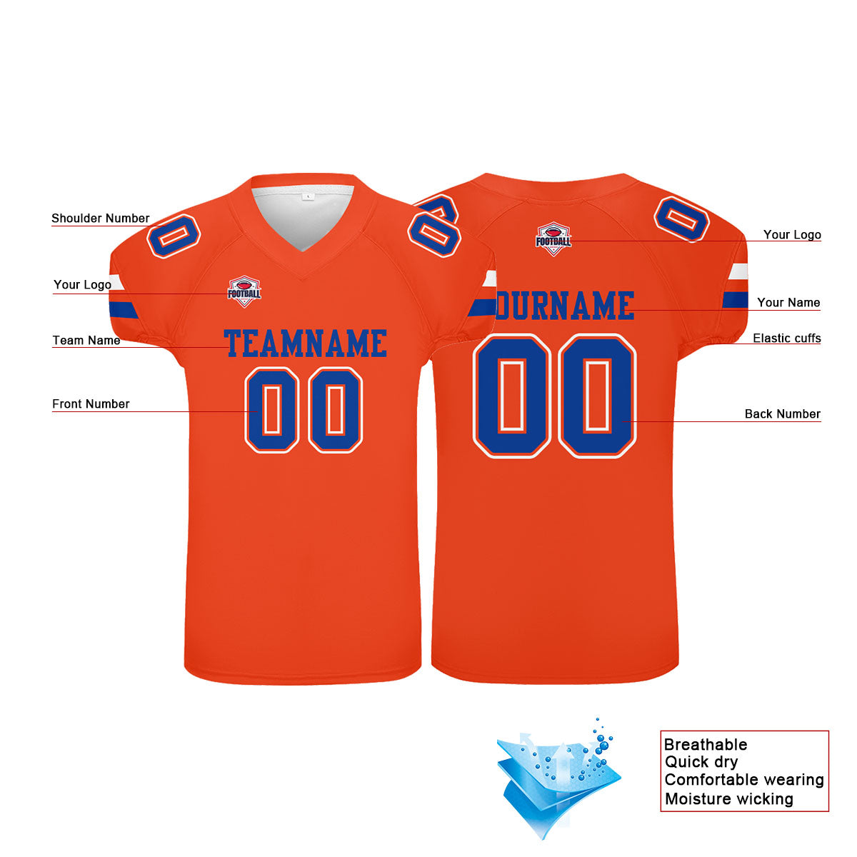 Camiseta de fútbol personalizada con nombre y número del equipo impresos