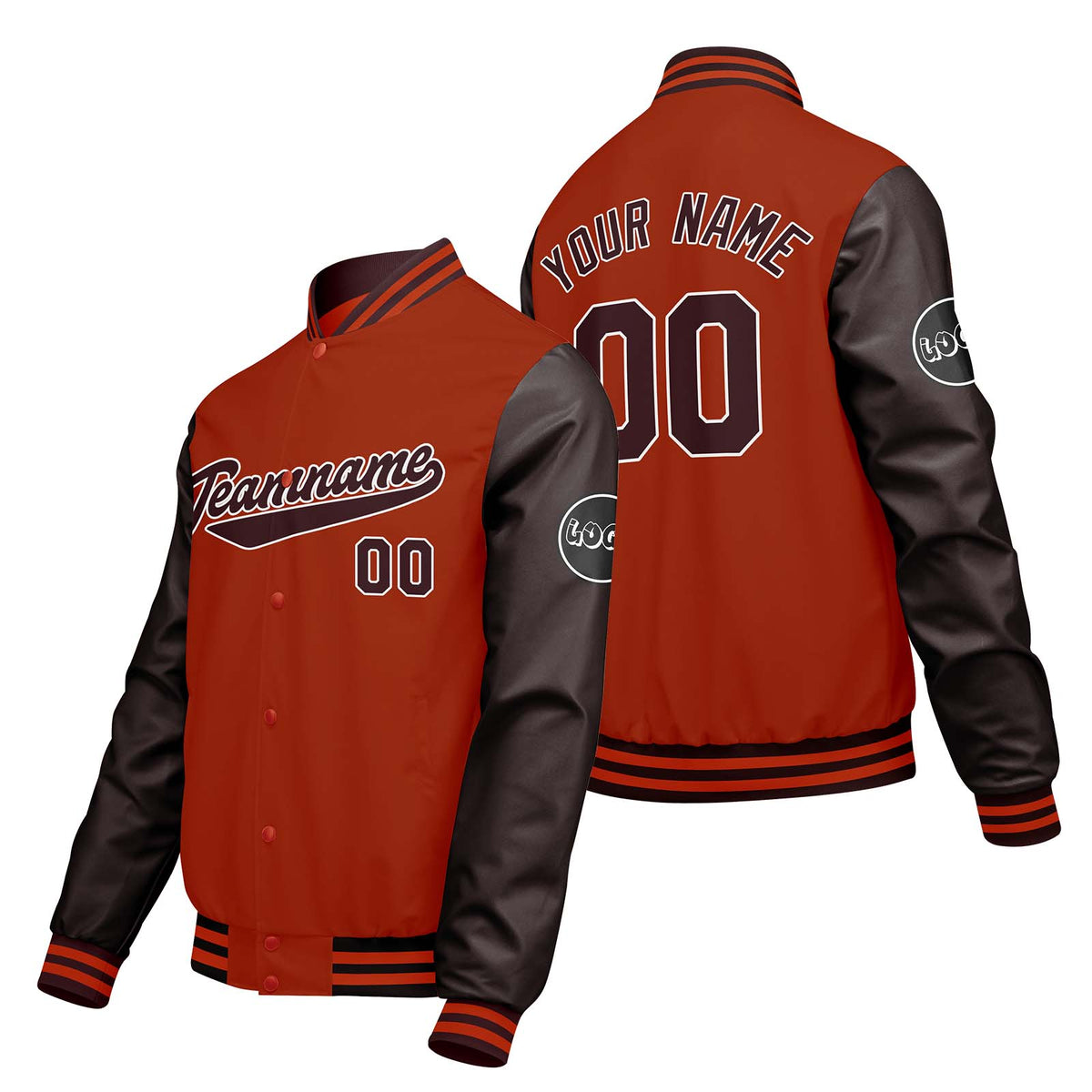 Chaquetas universitarias personalizadas de color naranja y marrón para hombres & mujeres y jóvenes & Chaquetas Letterman personalizadas