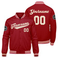 Chaqueta universitaria personalizada estilo Letterman para hombres-mujeres y jóvenes-color rojo crema