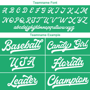 Camiseta de béisbol personalizada con diseño bordado & estilo hip hop & color verde y blanco