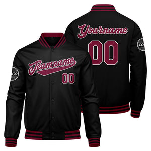 Chaqueta universitaria personalizada estilo Letterman para hombres-mujeres y jóvenes-color carmesí y negro