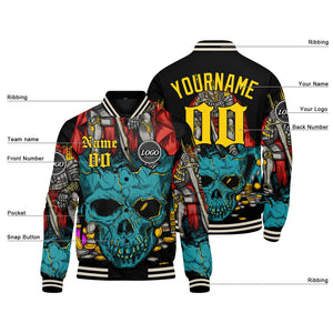 Chaqueta universitaria personalizada estilo Letterman para hombres y mujeres-color amarillo verdoso