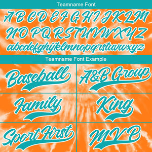 Camiseta de béisbol con dise?o personalizado de estampado completo y te?ido anudado en color naranja