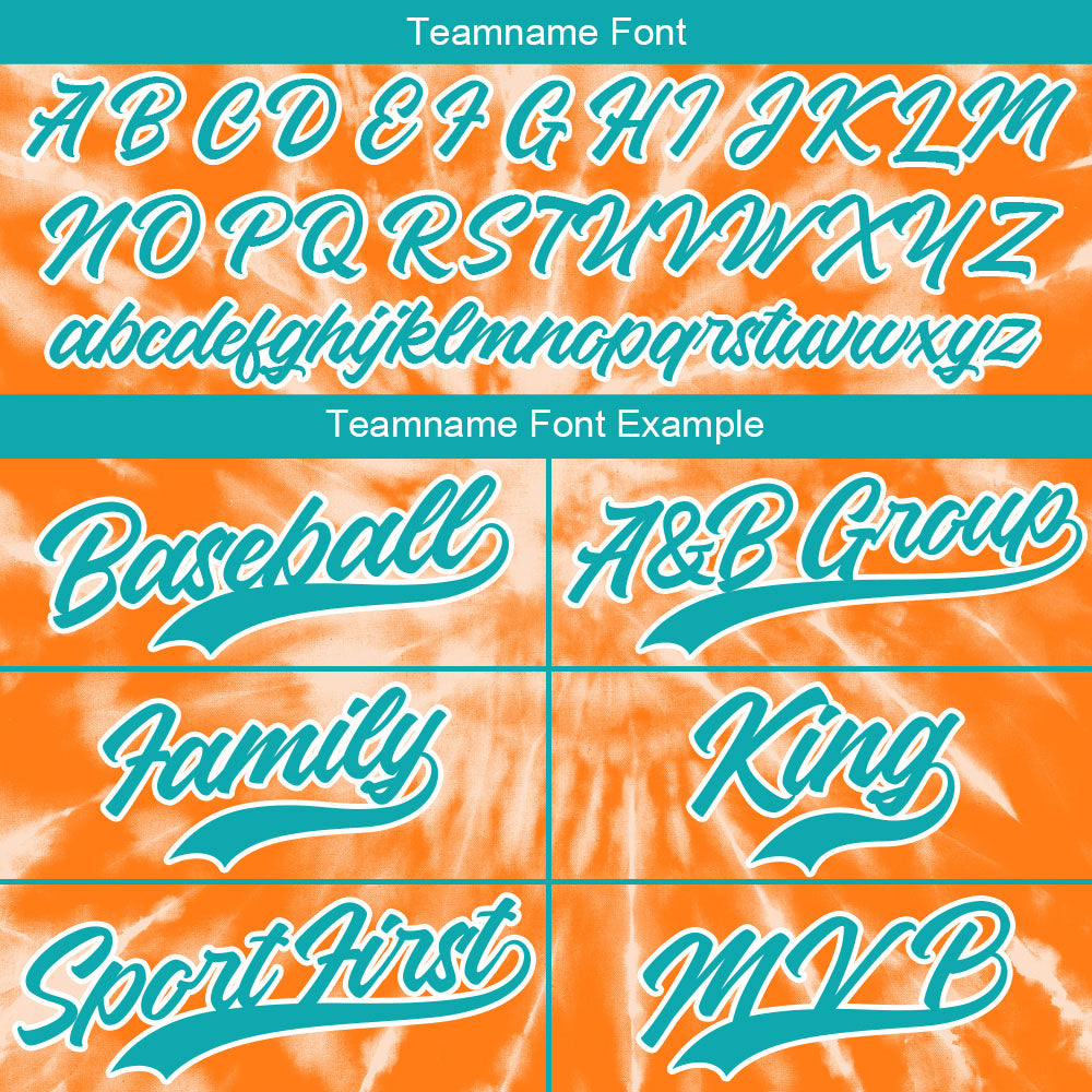 Camiseta de béisbol con dise?o personalizado de estampado completo y te?ido anudado en color naranja