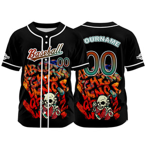 Camiseta de béisbol negra personalizada con botones para hombre mujer adulto y joven Nombre número y logotipo impresos